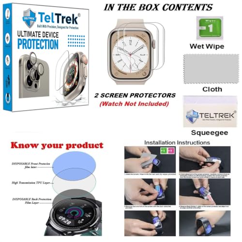 Image of 2 Pack SmartWatch Screenguard Compatible With Casio Vintage AQ 230A 1DMQ, Edge to Edge Hydrogel TPU Watch Screen Protector, Screen Guard not a Tempered Glass