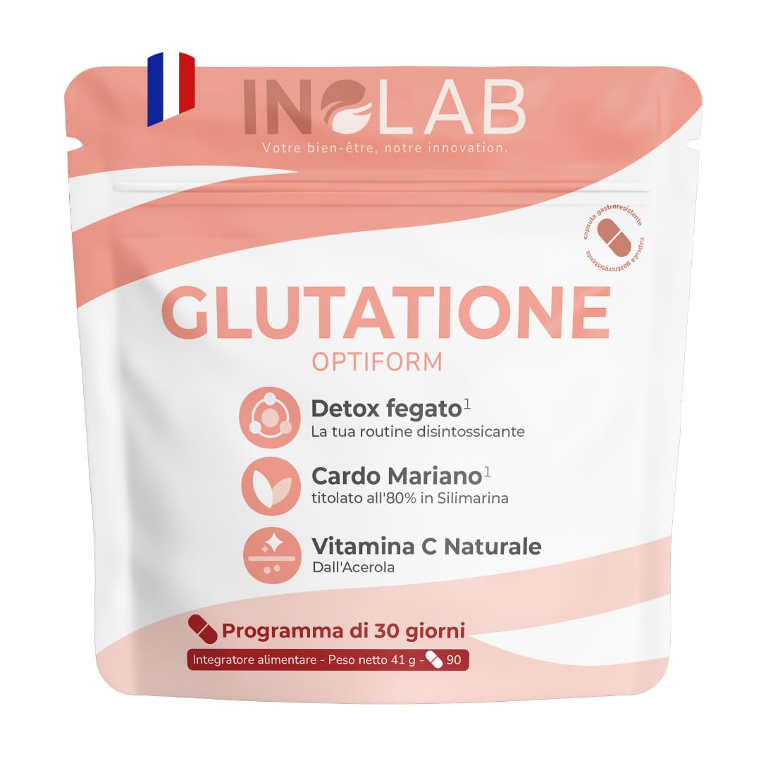 GLUTATIONE gastroresistente + NAC + Cardo Mariano + Acerola | Immunità Antiossidante Anti-invecchiamento | INOLAB Laboratorio
