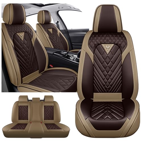 Image of Yukon Seat Covers Custom Fit for GMC Yukon 2000-2026, Waterproof Nappa Leather Car Seat Cover, Comfortable and Anti-Slip Full Set Car Seat Covers(5 Seats /Brown Coffee)