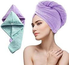 PROBUY Women Hair Wrap Bath Towel | Dry Shower Caps | Bathrobe Hat | Microfiber Super Absorbent & Quick Dry Cotton Head Wrap Turbie Towel for Ladies Long Hair (Set of 1)
