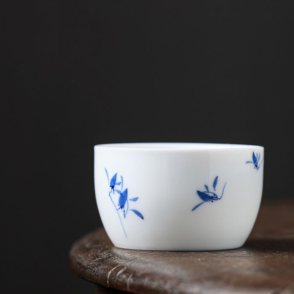 GSOUL Kungfu Tea cup Ladies Personal Hand-painted Phalaenopsis Tea Cup Host White Porcelain Kung Fu Set Small Tea Cups