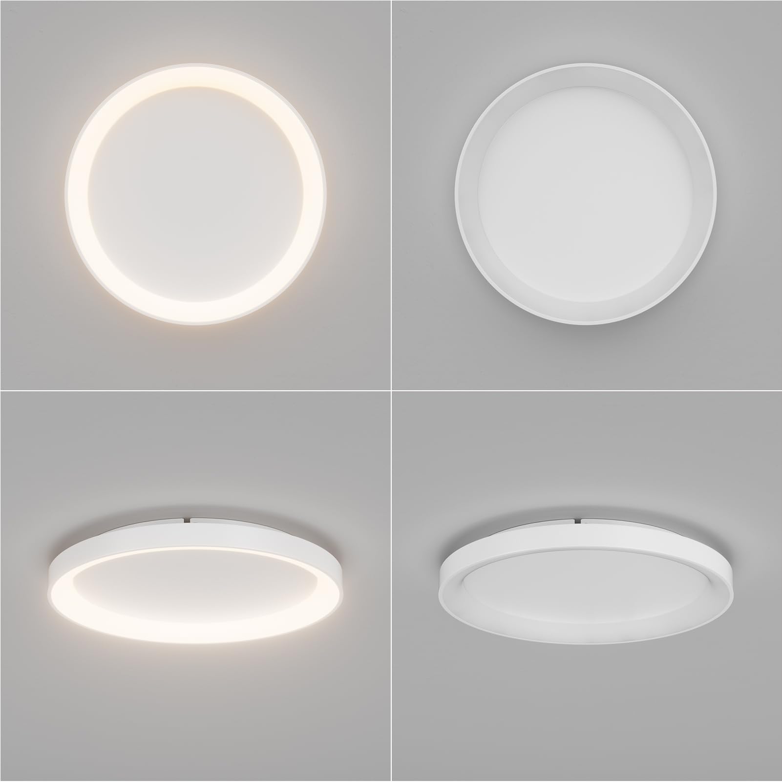Klighten Plafoniera Led Soffitto Rotondo 56W 3500LM, Lampada da Soffitto Anello Moderna, Plafoniera Metallo per Corridoio Cucina Camera da Letto Soggiorno, Bianco Caldo 3000K, 48cm, Bianco