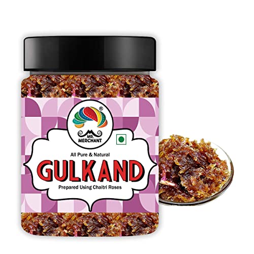 Mr. Merchant Natural Gulkand preparado con rosas Chaitri de Haldighati (mermelada orgánica de pétalos de rosa del Himalaya) [paquete de tarro], 800 g. El embalaje puede variar Cover