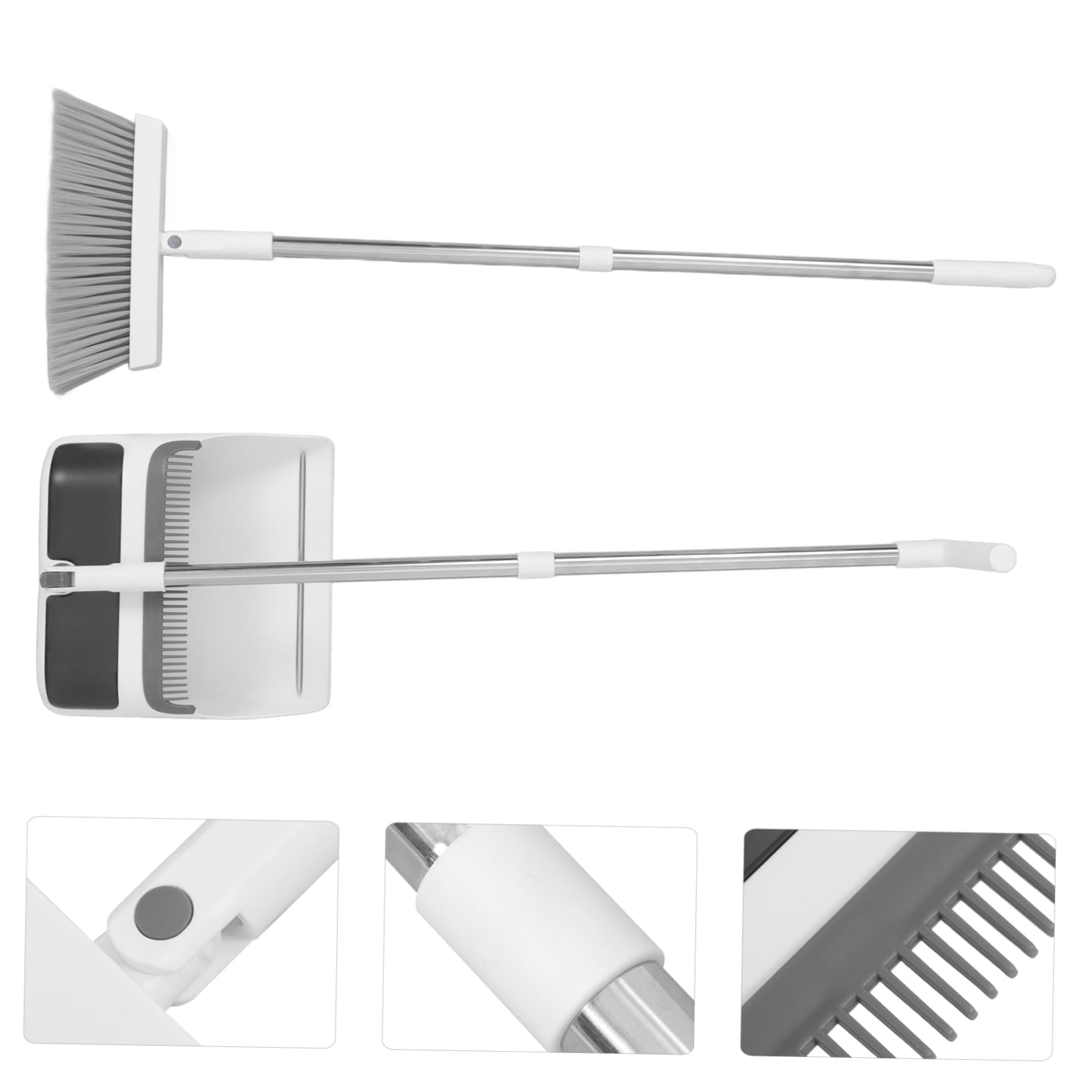 Anneome Haushalts Besen und Kehrschaufel Set mit Langem Ergonomischem Stiel Weichen Flexiblen Borsten für Gründliche Bodenreinigung Praktisches Teiliges Set für Einfache Müllaufnahme und