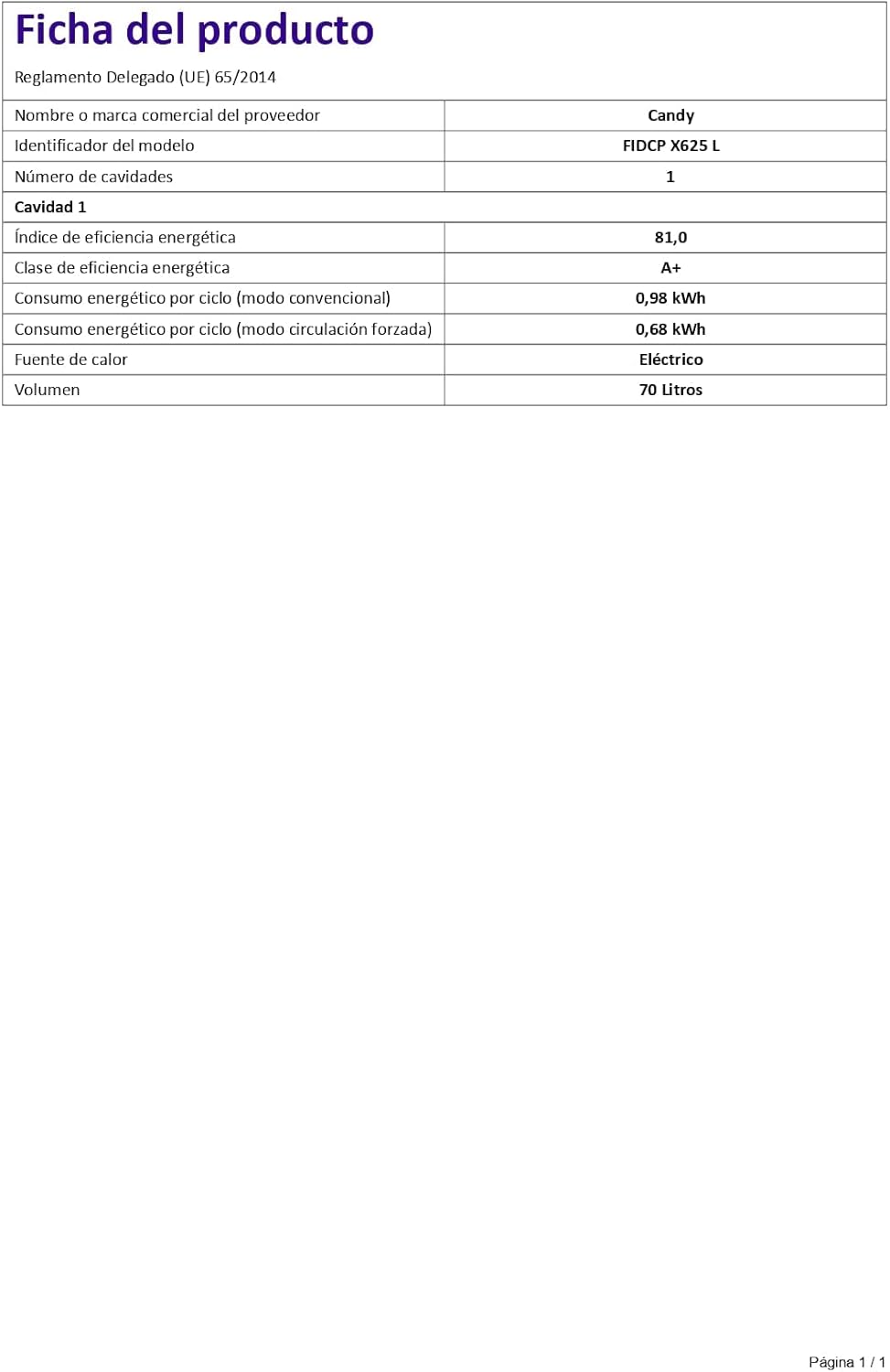 Candy FIDCP X625 L, forno multifunzione, 70 l, 1 vassoio e 1 griglia, ventilatore radiale, pulizia acquattiva, 8 funzioni, display timer touch, comandi pushpull, porta doppia vetro, nero [Classe di efficienza energetica A]