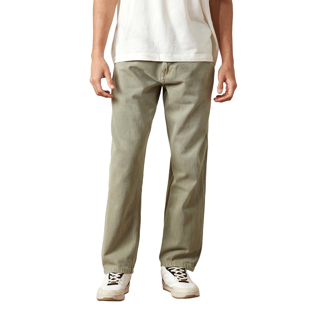 WROGN Men's 100% Cotton Jeans | Solid | Anti Fit in neutral