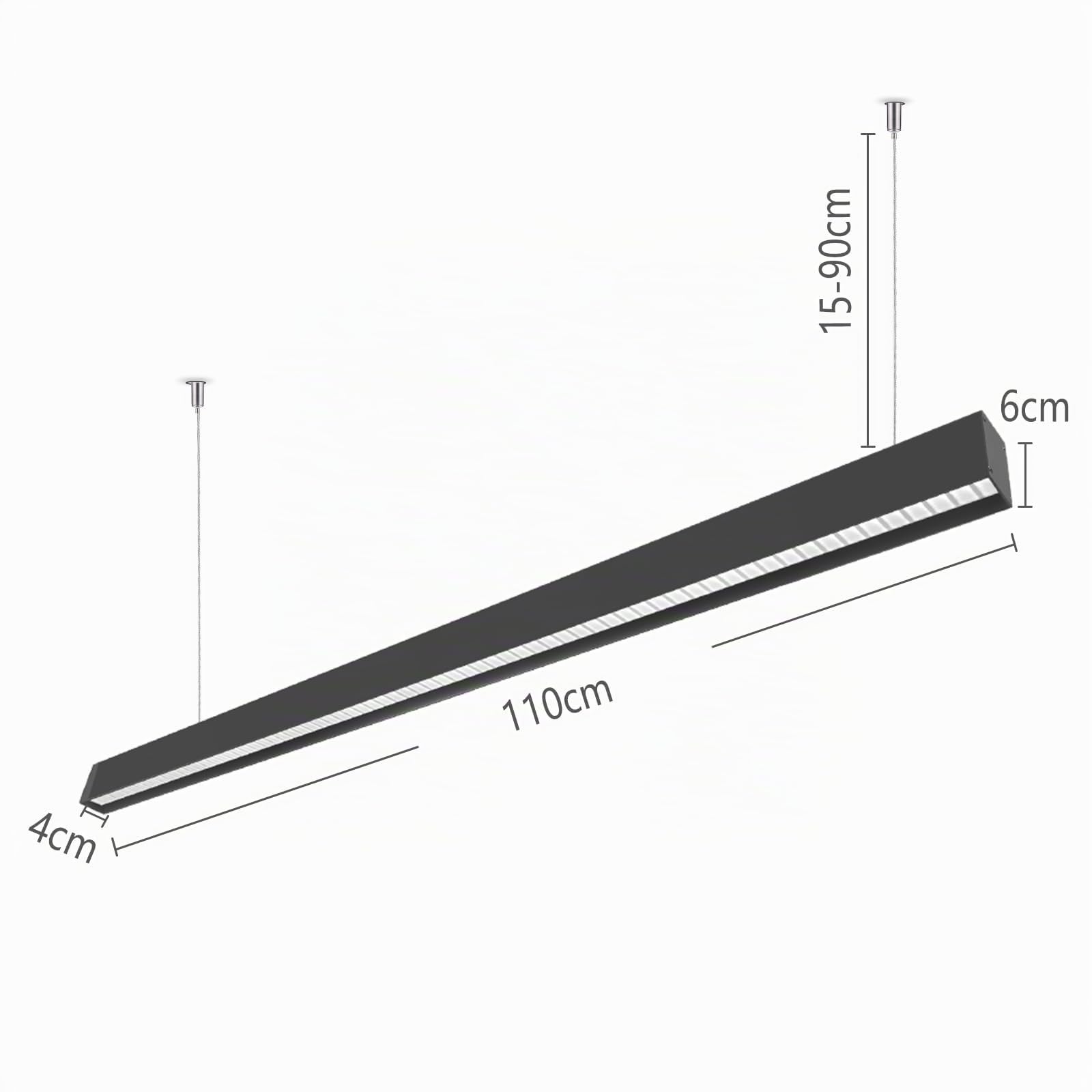 OOWOLF Pendelleuchte, 40W, 110cm, 4000K, höhenverstellbar, Linear Design, Schwarz, für Esszimmer Wohnzimmer Büro