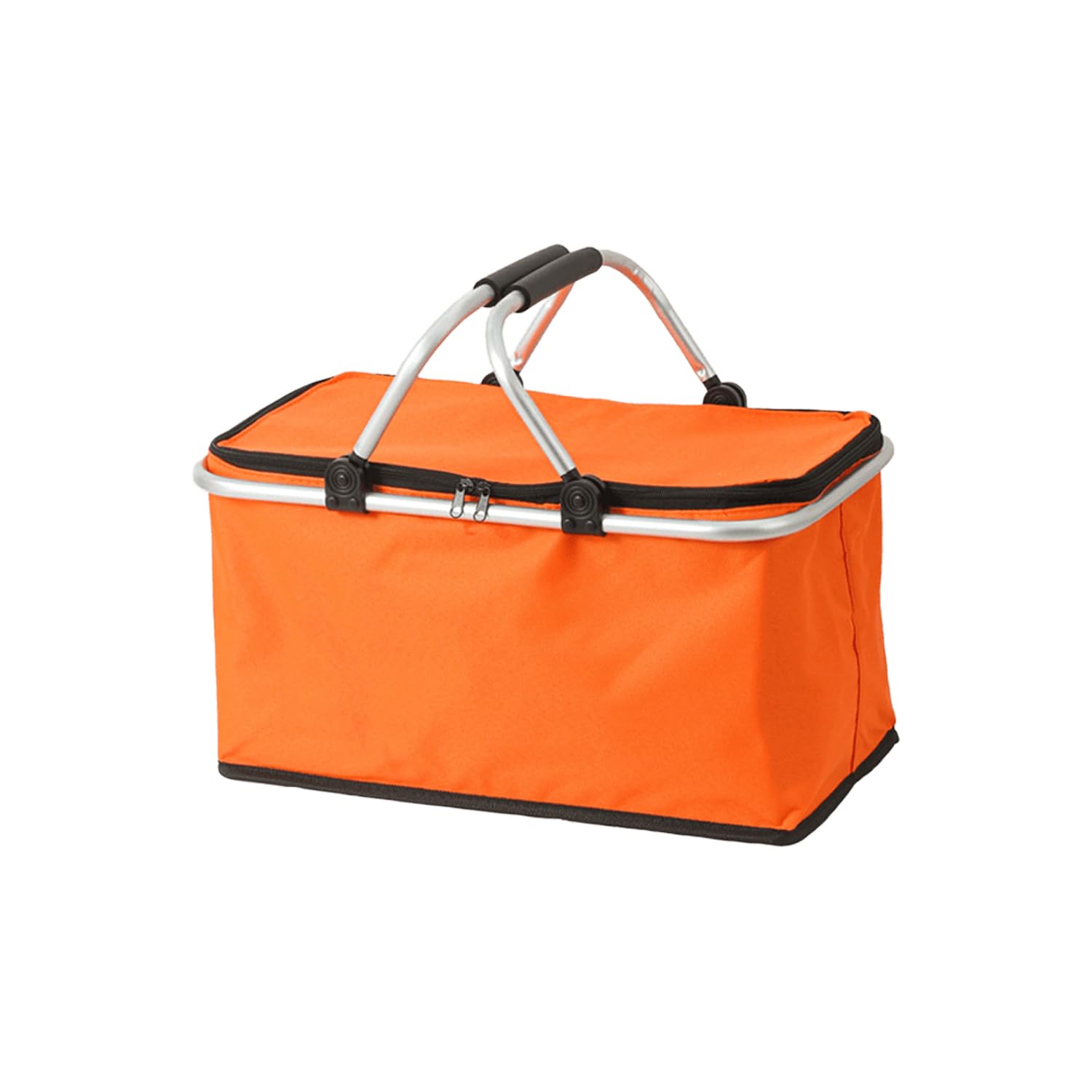 30L Shopping Basket, Thermal Large Picnic Basket with Padded Handles, Practical, Foldable, Insulated Cooler Bag, Shopping Bag with Aluminium Frame, Sturdy Basket, Travel/Picnic/Shopping (D)