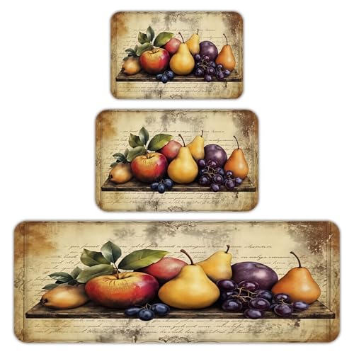 Mfdidicxih Rustic Fruit Still Life Kitchen Rug