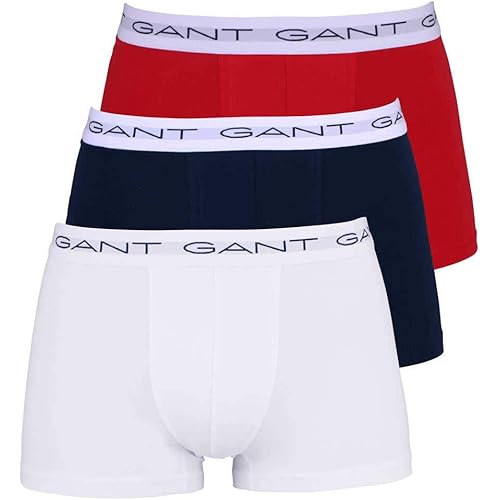 GANT Men's 3 Pack Cotton Stretch Essential Trunks, Multicoloured, XXL