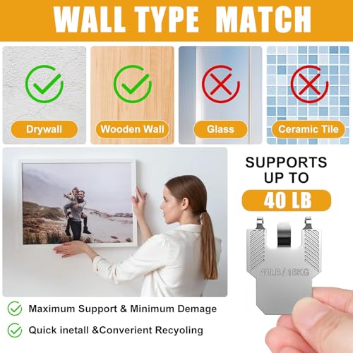 Image of 10 Pack Heavy Duty Claw Drywall Hangers Tool-Free Picture Hooks for Walls Holds Multi-Weight Reusable Canvas Hangers for Mirrors Art Posters Room Office Decor Claw Hanger for Drywall (Silver-10Pcs)