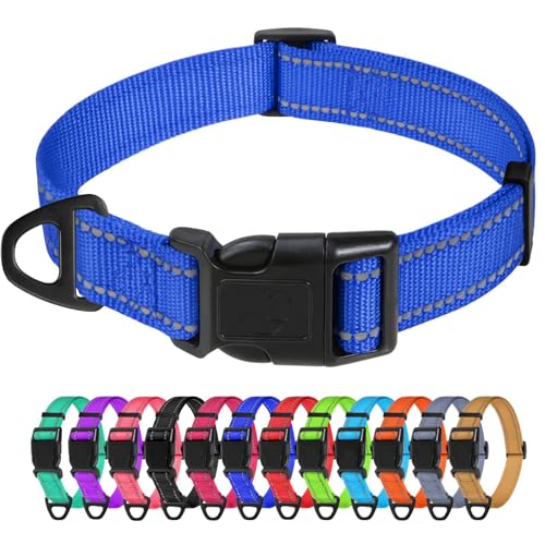 TagME Collare per Cani in Nylon Riflettente, Fibbia Staccabile Durevole, Collari Di Sicurezza Regolabili per Cani Di Piccola Taglia, Blu Navy, Larghezza 2.0 cm