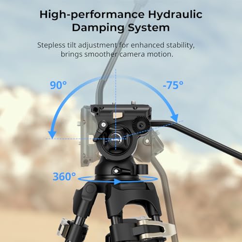 Image of SmallRig AD-01S Video Tripod, 74 inch Heavy Duty Tripod with Pan and Tilt Fluid Head, Dual-Mode Quick Release Plate, Load up to 13.2lb / 6kg for DSLR, Camcorder, Cameras