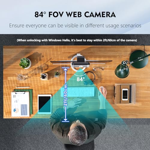 TOALLIN 2K QHD Webcam with Windows Hello, Facial Recognition Web Camera, 5 Million Pixels, Auto-Focus Computer Camera, USB Webcam with Microphone & Privacy Shutter - Image 5