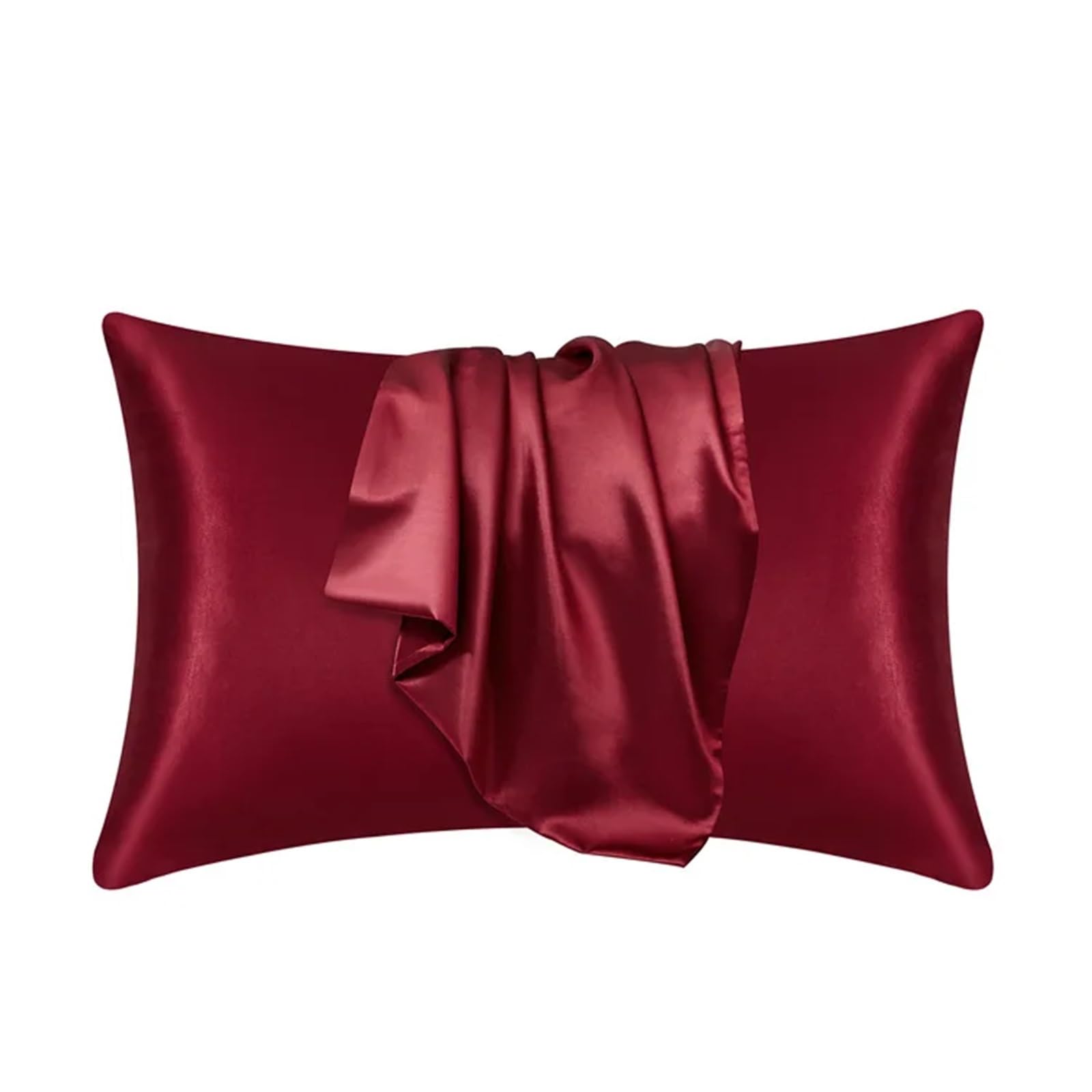 LYXYGMV Silk Pillowcase Pillow Cover Satin Comfortable Home Decor for Bedrooms(Red,51cmx76cm)