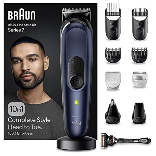 Braun Recortadora de Barba Todo En Uno Series 7, Máquina Cortar Pelo, Cortapelos Hombre, Kit 10 en 1 Para Barba, Pelo, Depilación Masculina y Más, MGK7410