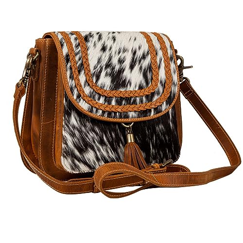 Myra Bag Western Leather Shoulder Bag for Women, Upcycled Hairon Purse Handbag - Samson2