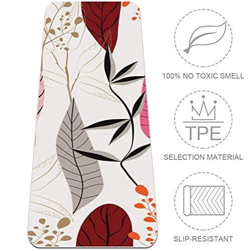 LEVEIS Yoga Mat Bright Leaves Thick Non Slip Exercise Workout Mats for Home Gym Floor Travel 32x72 i LEVEIS Yoga Mat Bright Leaves Thick Non Slip Exercise Workout Mats for Home Gym Floor Travel 32x72 i