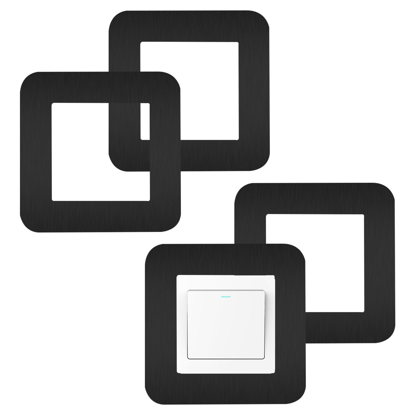 4 Pcs Light Switch Cover Plates, 3.38 Inch Acrylic Light Switch Surround, Self Adhesive Light Switch Sticker, Single Light Switch Guard for Home Decoration (Black)