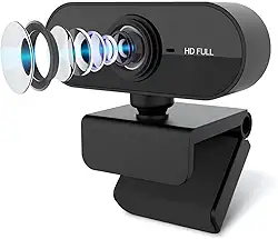 Webcam para Computador e Notebook full HD 1080P Com Microfone Embutido Foco Automático Home Office USB Plug Play Ajuste automático de brilho + Compensação Automática de Cores