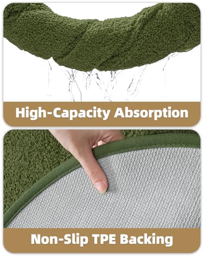Image of Color&Geometry Oval Green Bathroom Rugs 32x20, Extra Soft Absorbent Microfiber Bath Rugs, Non-Slip Bathroom mat, Washable Plush Bath Mats for Bathroom, Shower, Bathtub, Laundry, Green