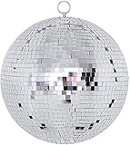 Disco Ball - 12 Inch Mirrored Discos Balls, Large Disco Bal, Rotating Ball for Party Designs, Weddings, Home Decor, Silver Hanging Discos Balls.