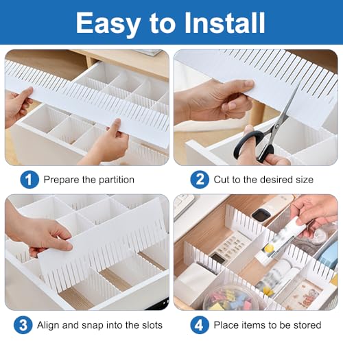 10 Stück Schubladenteiler 37x11 cm Trennwände für Schubladen,Schubladentrenner Verstellbar Schubladeneinteiler,Kommode Schublade Trenner,Zuschneidbare Schubladenteiler für Unterwäsche,Socken,Kosmetik