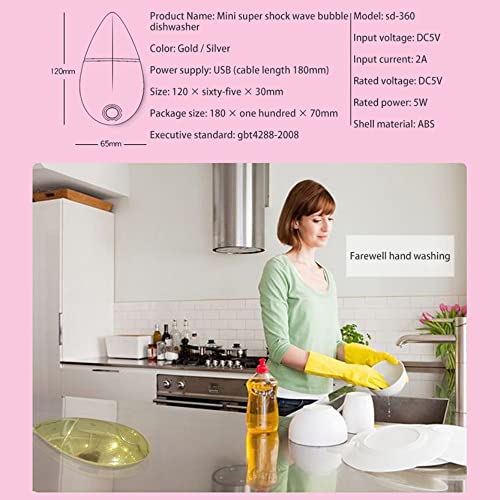 HONP Mini máquina de lavar louça ultrassônica com bolhas, multifuncional, portátil, USB, portátil, m