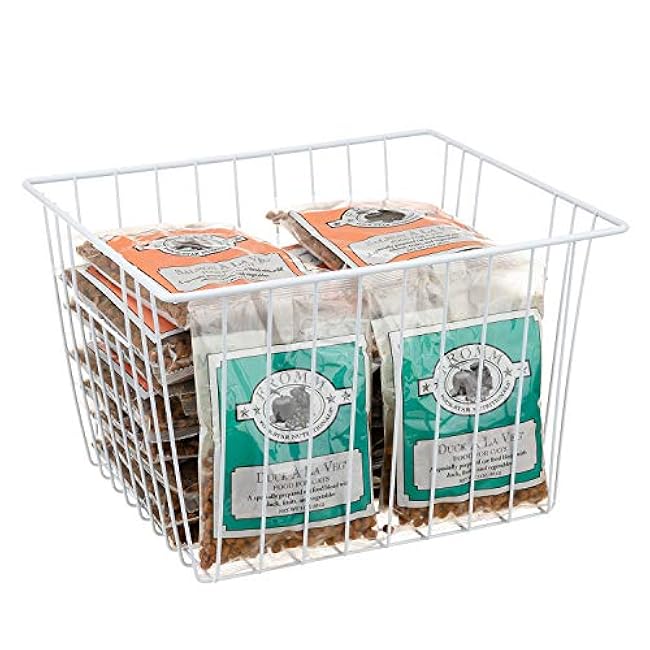 Upright Freezer Organizer Bins£¬ Freezer Baskets for 14, 15 cu.ft Standup Freezer, Wire Storage Baskets with Built-in Handles for Frozen Foods, Snacks, Vegetables, Fruits and More, 4Pcs , White