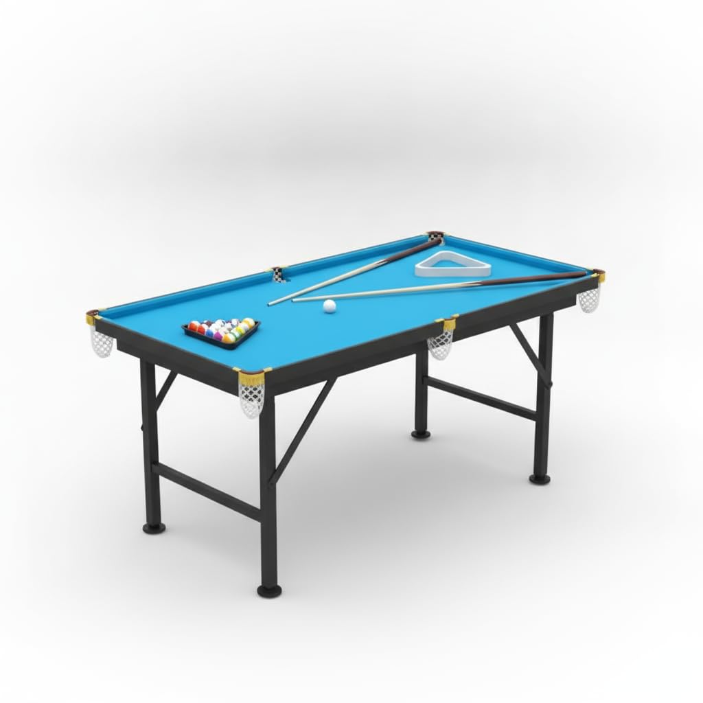 Mesa Billar Compacta para Niños, Futbolines para Niños y Adultos, Altura Ajustable con Accesorios