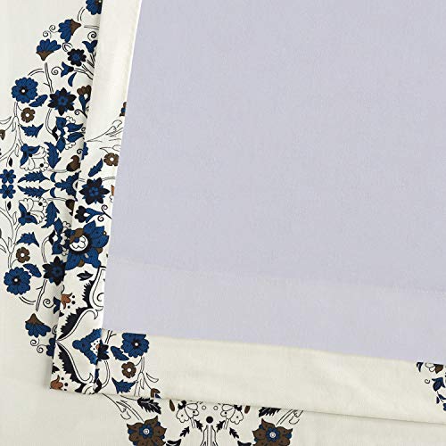 Image of HPD Half Price Drapes Floral Damask Printed Curtains 84 Inches Long Luxury Damask Cotton Curtain (1 Panel) Room Darkening Window Curtains for Bedroom & Living Room, 50W x 84L, Floral Blue Damask