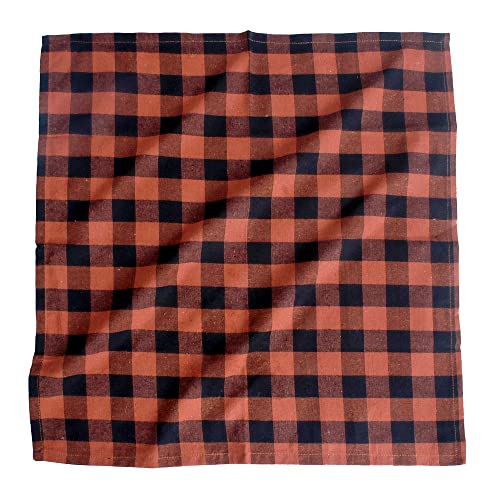 Image of FINGERCRAFT Gingham Check Cloth Napkins 100% Cotton Fabric, Set of 12, 20x20 Inches Table Napkins Good Absorbency, Washable and Reusable Best for Farmhouse, Kitchen, Hotels (Rust Black Check)