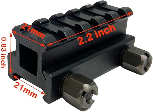 Miniatura 2 de TPO MT083-5D - Soporte elevador Picatinny de perfil mediano de 0.83 pulgadas, 5 ranuras, montaje elevador de riel transparente para puntos rojos,