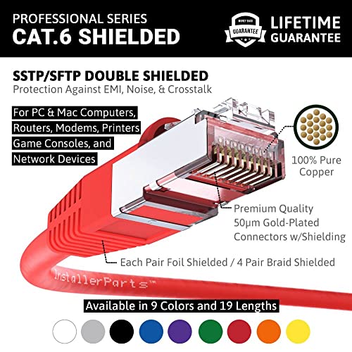 Cable Ethernet CAT6 Shielded InstallerParts 10 ft Rojo Pack 10 miniatura 2