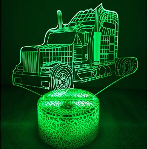 Lampada 3D Notte A Led Con Effetto Ottico - Camion E Auto - 7 Colori + Modalità Sfarfallio - USB - Decorazione Acrilica - 6