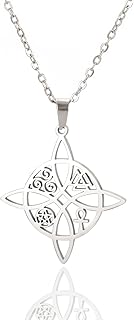 Witches Knot Necklace Celtic Knot Pendant with Triquetra Trinity Necklace Celtic Cross Witch Jewelry Witches Knot Amulet Good Luck Irish Jewelry Gifts for Women Girls