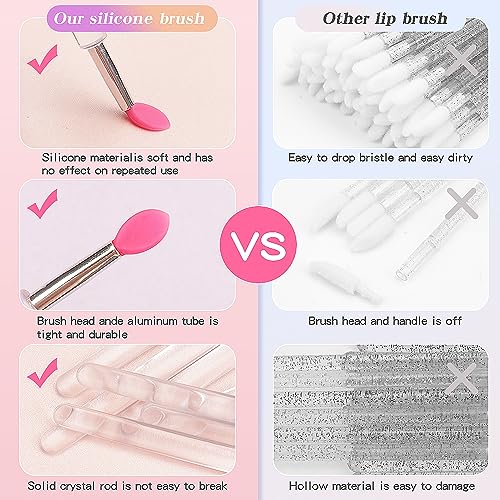 Myaokue-Up LIP BRUSH-CRYSTAL HANDLE-00 21Pcs Silicone Lip Brushes With Transparent Handles And Caps.Reusable Makeup Brushes, Lip Gloss Wands Cosmetic Tool Cream Applicator thumb #2