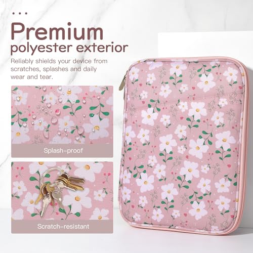 Image of Dadanism 9-11 inch Tablet Sleeve Bag Carrying Case for iPad (A16) 11th Gen 11 inch, iPad 10th Gen 10.9 inch Air 5 /4, iPad Air M4 /Pro 11 inch, iPad 9 /8 /7th, Galaxy Tab A11+ Plus 11 inch, Remarkable 2 10.3 inch, Pink Flowers