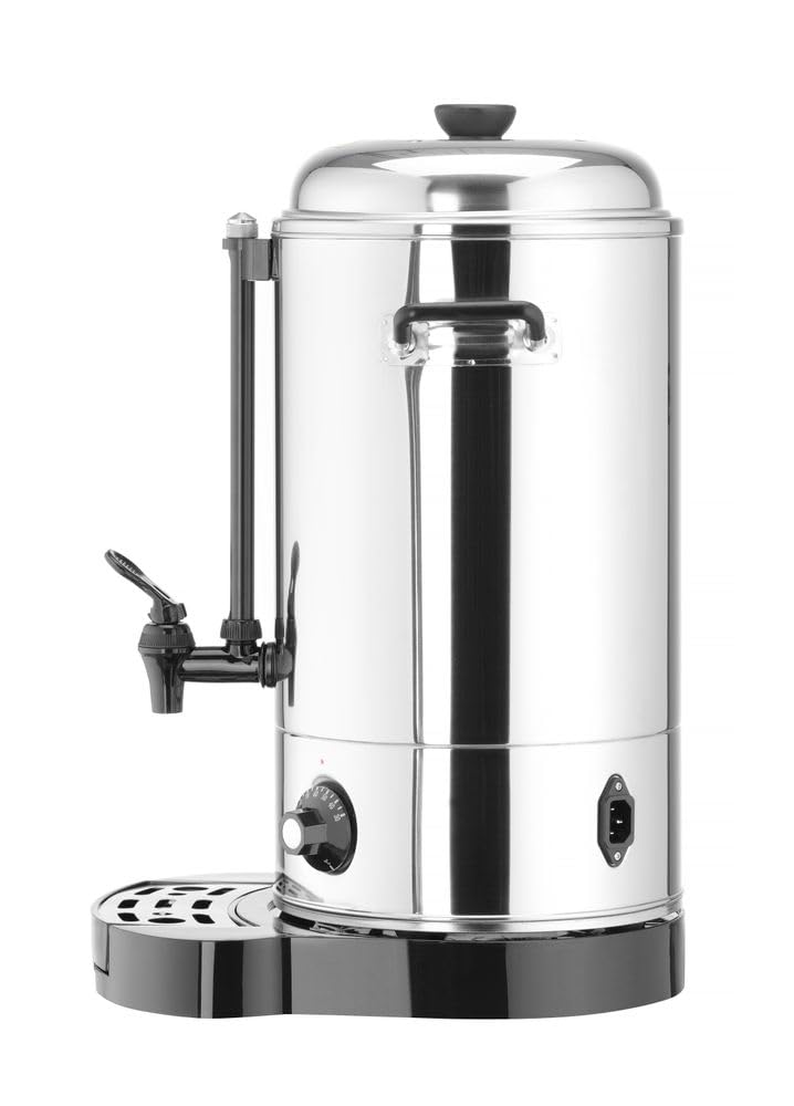 HENDI Dispensador de Bebidas Calientes Eléctrico, Doble Pared, Termostato Regulable hasta 110°C, 9L, 230V, 2200W, 322x390x(H)522mm, Acero Inoxidable