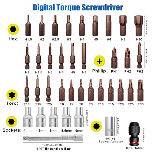 ANPUDS Digital Torque Screwdriver, 0.15-10Nm Adjustable Dynamometric Screwdriver, ±1% Accuracy with Vibrating Handle - Image 4