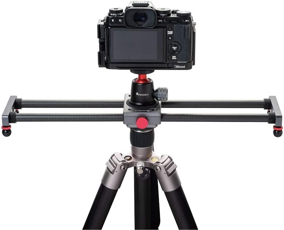 ANNSM Mini barra deslizante de fibra de carbono de 16 pulgadas15.7in con cabezal de bola de trípode ANNSM panorámico de 360 y cabezal de bola de