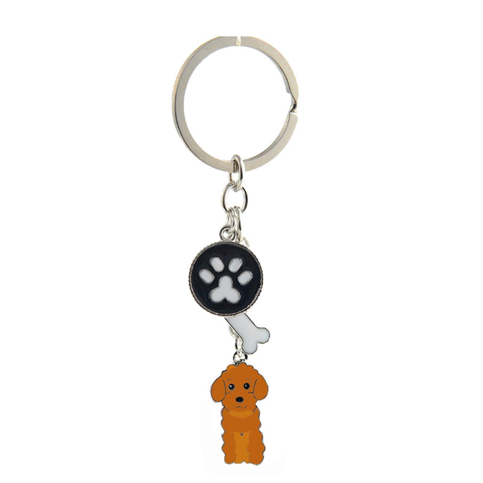 BbearT® Cute Small Dog Puppy ID Tags Metal Keychain Keyring Keyfob Key Tags Car Keyring Bag Charm Birthday (Coffee Poodle)