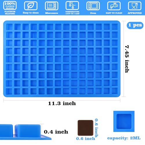 Image of Sakolla 126 Cavities Square Candy Silicone Molds, Mini Silicone Molds for Chocolate, Hard Candy, Ice Cubes, Caramel