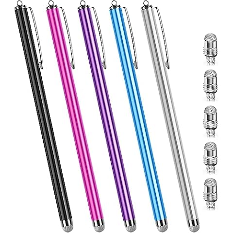 Long Stylus Pens for Touch Screens (5 Pack 185mm) High Sensitivity, Precision and No Scratches, Compatible with iPad, iPhone, Android, Tablets and More. Capacitive Touchscreen Stylist Mesh Fiber Tips Cover