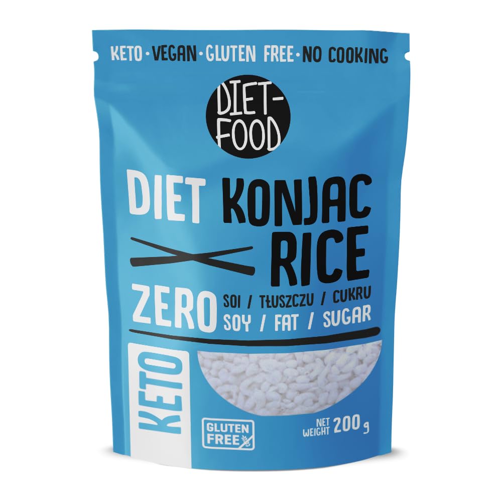 Shirataki Rice 200 g Gluten Free Alternative to Normal Rice 100% Natural Rich in Fibre but Low Calorie Without Fat and Sugar and Suitable for Vegans