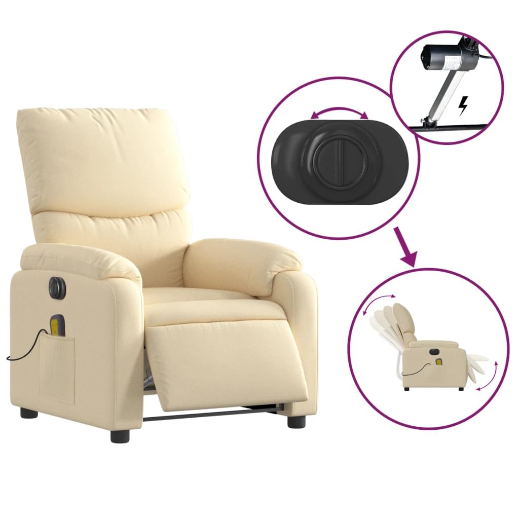 Sillón de Masaje Eléctrico con Mando a Distancia, Funda de Tela Transpirable, Sillón para Salón y Oficina en Casa para Relajarse (Empuje eléctrico hacia atrás)