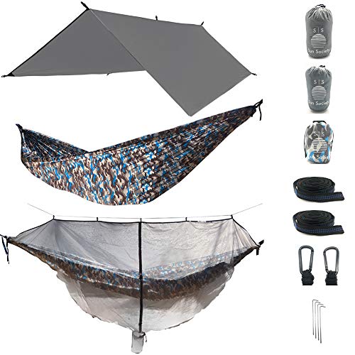 The Ultimate 3 in 1 Camo Camping Hammock RainFly Bundle with Fully Detachable