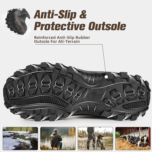 Image of Trudave Rubber Boots for Men & Women with Steel Shank, Mens Rain Boots Waterproof Insulated, Reliable 6mm Neoprene Warm Anti-slip High Traction Multi-season Dry Mud Boot for Outdoor, Work, Hunting