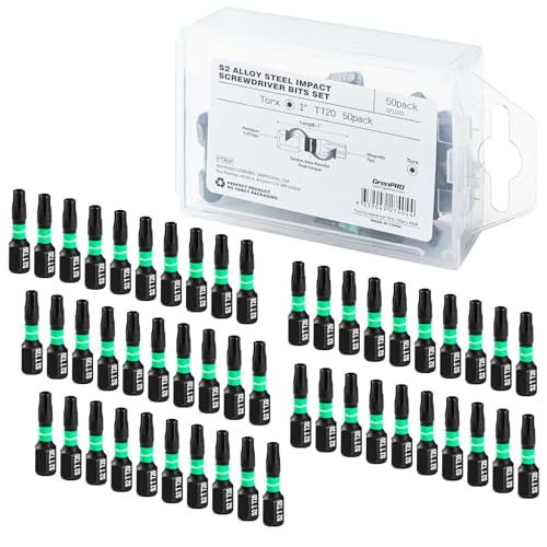 Security Bit Set,Tamper Proof Torx Bit Set,Impact Driver Bit Set,1/4” Hex-Shank S2 Steel Mini Star Bits Set,CNC Machined Tips, 1” Long 50pack (TT20) Magnetic Torque Bit Set,With Storage Box