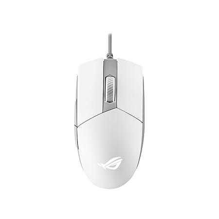 ASUS The ROG Strix Impact II Moonlight White Lightweight Gaming Mouse with ambidextrous Style and Superb Flexibility.